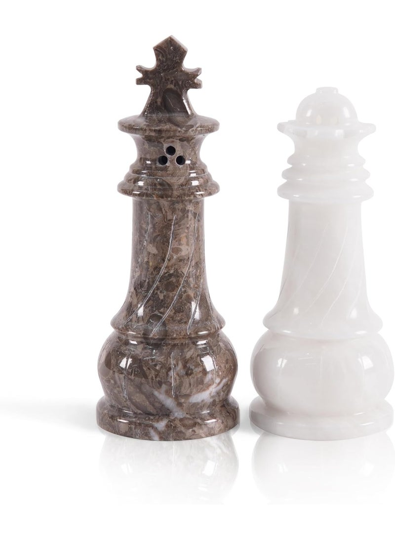 RADICALn Marble Salt and Pepper Shaker Set, Oceanic & White Modern Handmade Marble Spice Containers & Salt Cellar, Decorative Kitchen & Dining Table Accessories Gift Option - Image 1